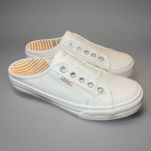 Taos Ez Soul White Canvas Slip On Sneaker Slides Womens Size US 8